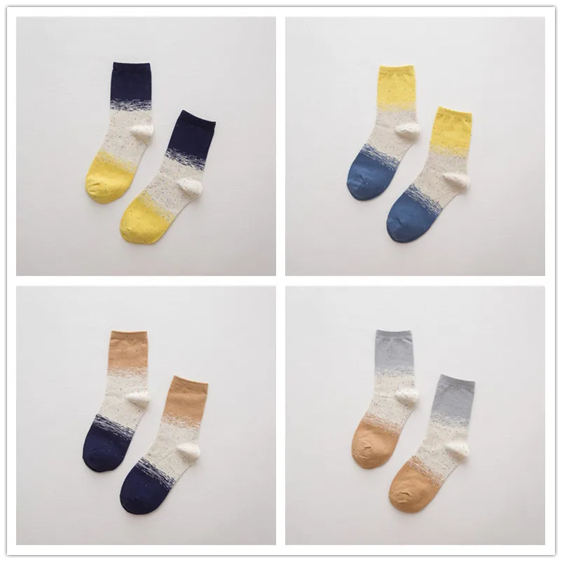 Твидовые хлопчатобумажные носки для девочек, женские мягкие мраморные Цветные Лоскутные теплые носки для зимы, короткие носки, 5 пар/лот