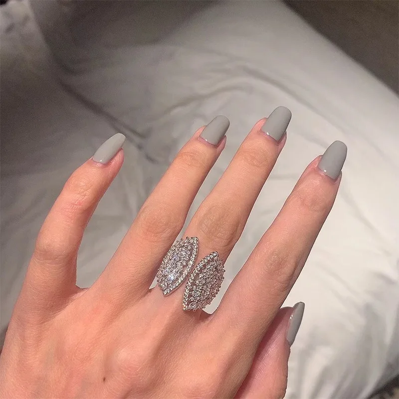 Silver Rings Silver Ring Wedding Rings Fan-shaped Lab Diamond Finger Ring 925 Sterling Silver Party Wedding band Rings For Women Bridal Promise Engagement Jewelry Gift