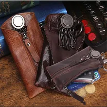 3 цвета, женские чехлы для ключей на молнии, чехол для ключей в винтажном стиле из натуральной кожи, кошелек для ключей, сумка для мужчин, ключница, органайзер для ключей