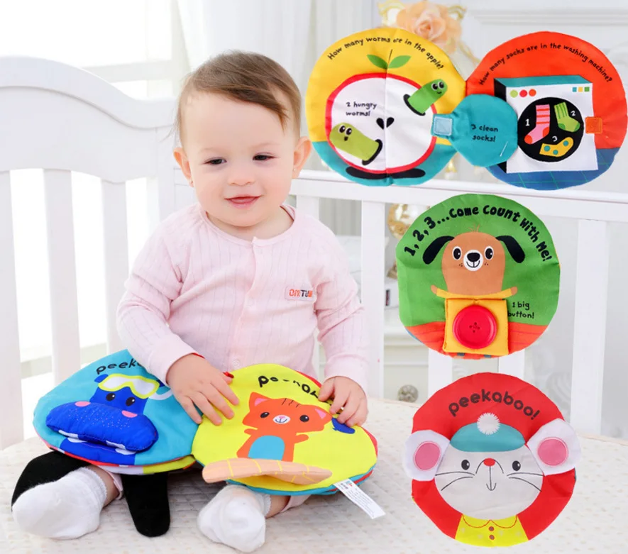 

Jjovce Newborns Tear Rotten Cloth Book Stereo Circle Cartoon Animal BABY'S Book Baby Early Childhood Cognitive Toy