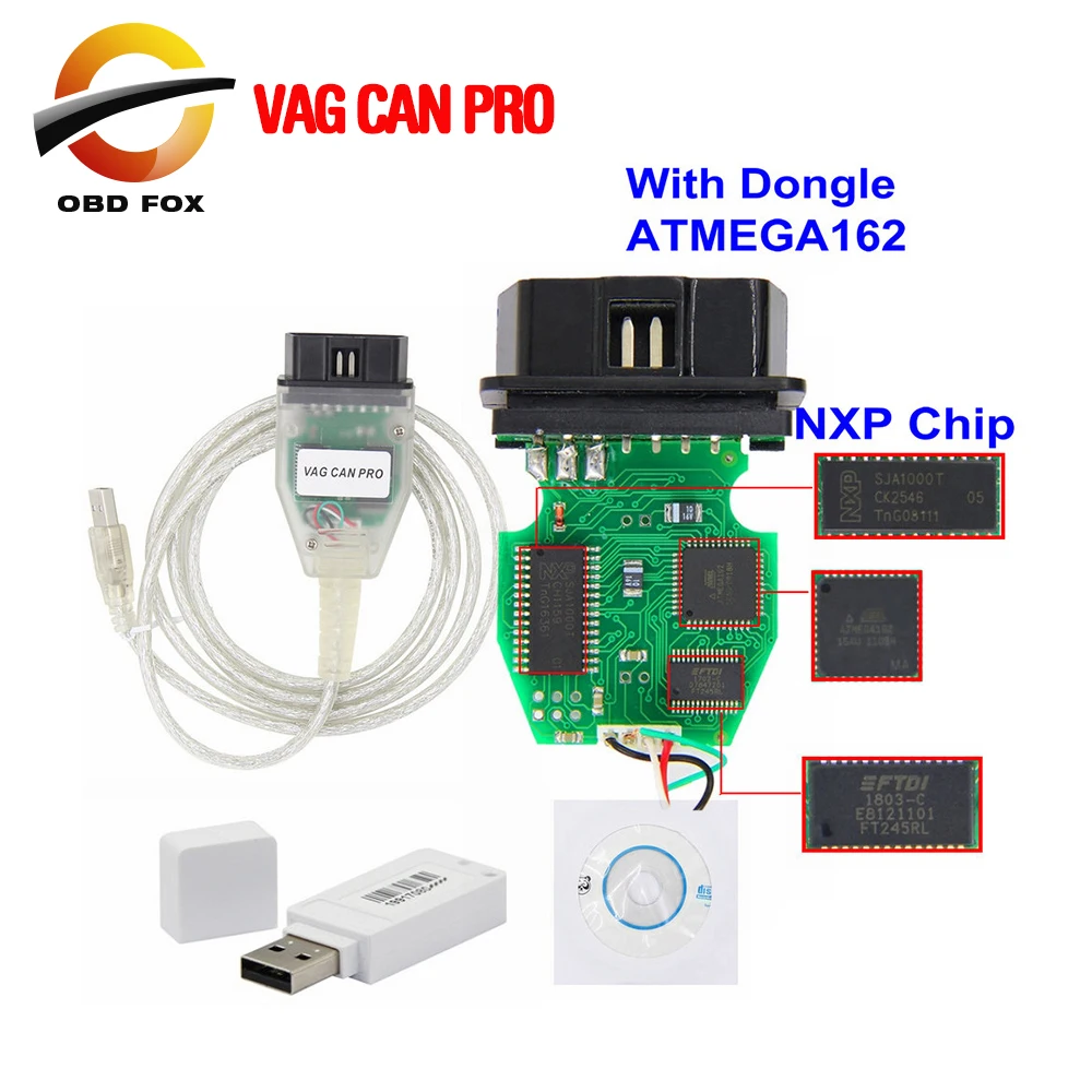 VAG CAN PRO V5.5.1 с ключом чипом FTDI FT245RL VCP OBD2 Диагностический интерфейс USB кабель