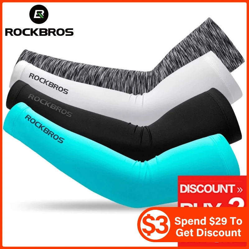 ROCKBROS Ice Fabric Cycling Arm Sleeve Warmers Basketball Sleeve Running Arm Sleeve Bicycle Arm warmers Camping Summer Sports