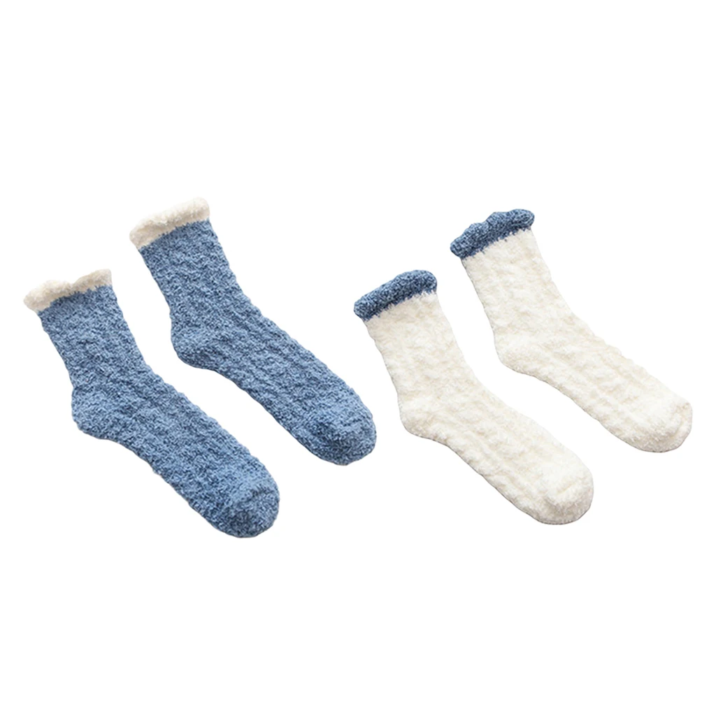 Set Of 2 Pairs Winter Soft Socks Slipper Socks Crew Socks Sleep Socks For Women Warm Socks