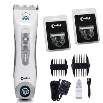 

Professional Codos CP9600 Pet Electric Shaver LCD Display Dog Trimmer Grooming Haircut Machine Silver Rechargeable Dog Clipper