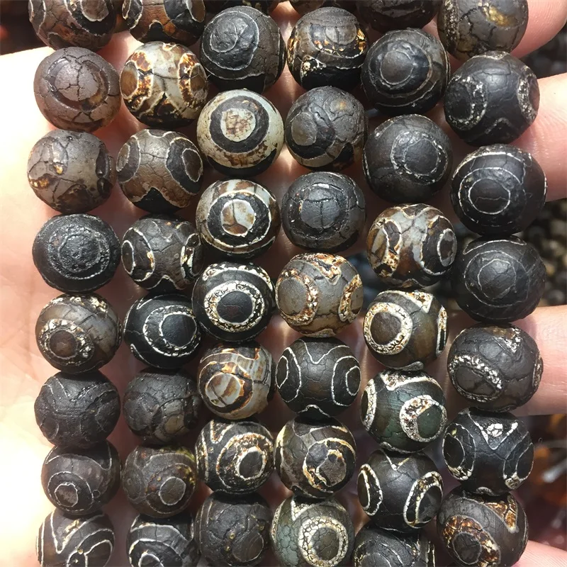 8MM Black 3 Eye 1 линия, 3 глаза, 9 глаз, тибетские бусины дзи Тай Чи, настоящие драгоценные камни, натуральные бусины дзи, s Агат, для изготовления ювелирных изделий, браслет, ожерелье, сделай сам - Цвет: 8MM Black 3 Eye