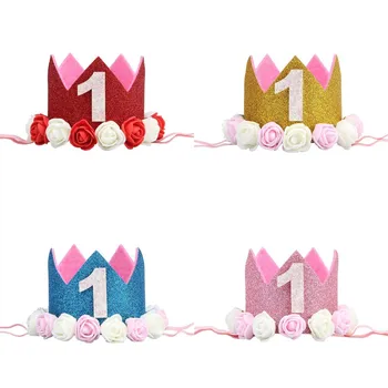 

Baby 1st Birthday Party Hats Blue Pink Flower Crown My First Birthday Party Decorations Kids 1 Year Birthday Decor Baby Shower