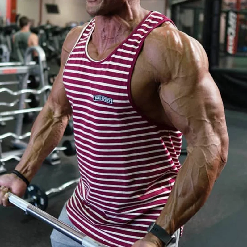 

Muscle Brother Fitness Vest Men's Waistcoat Slim Fit Hurdle Training Sports I-shaped Stripes Vest Men's Sleeveless T-shirt