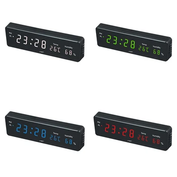 

Luminous 3 in 1 Digital Wall Clock 4 Colors LED Table Clock Sound Control Desk Alarm Clock Show Time Temperature Date Humidity
