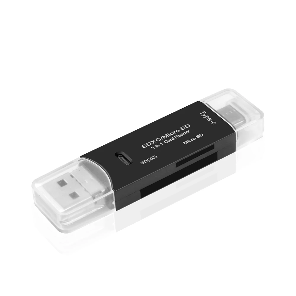 Kebidumei Мульти в 1 тип-c SD кардридер Micro USB 3,0 OTG TF кардридер флэш-накопитель адаптер - Цвет: Black