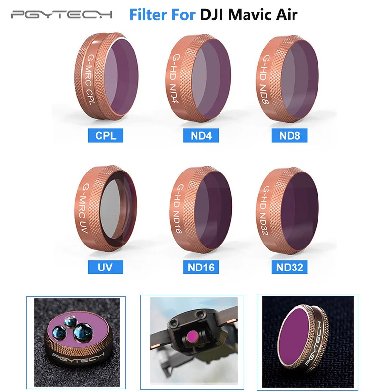 PGYTECH DJI MAVIC AIR объектив/камера Фильтры комплект UV CPL ND4 ND8 ND 16 ND 32 фильтр для DJI MAVIC Air Drone аксессуары(расширенный