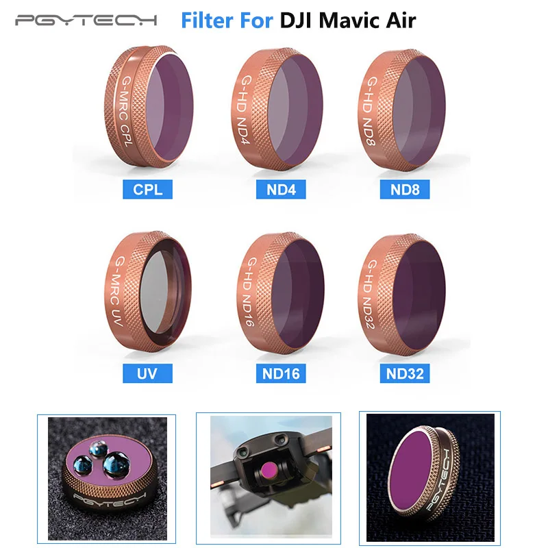 Набор фильтров PGYTECH DJI MAVIC AIR Lens/Camera UV CPL ND4 ND8 ND 16 32 для Air Drone аксессуары