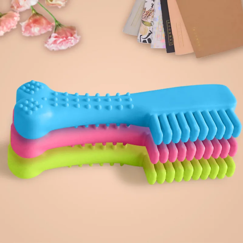 Rubber Comb Design Pet Interactive Supplies Dog Chew Toy Bite Resistant For Teeth Cleaning Puppy Toys - Цвет: 1 pc random color