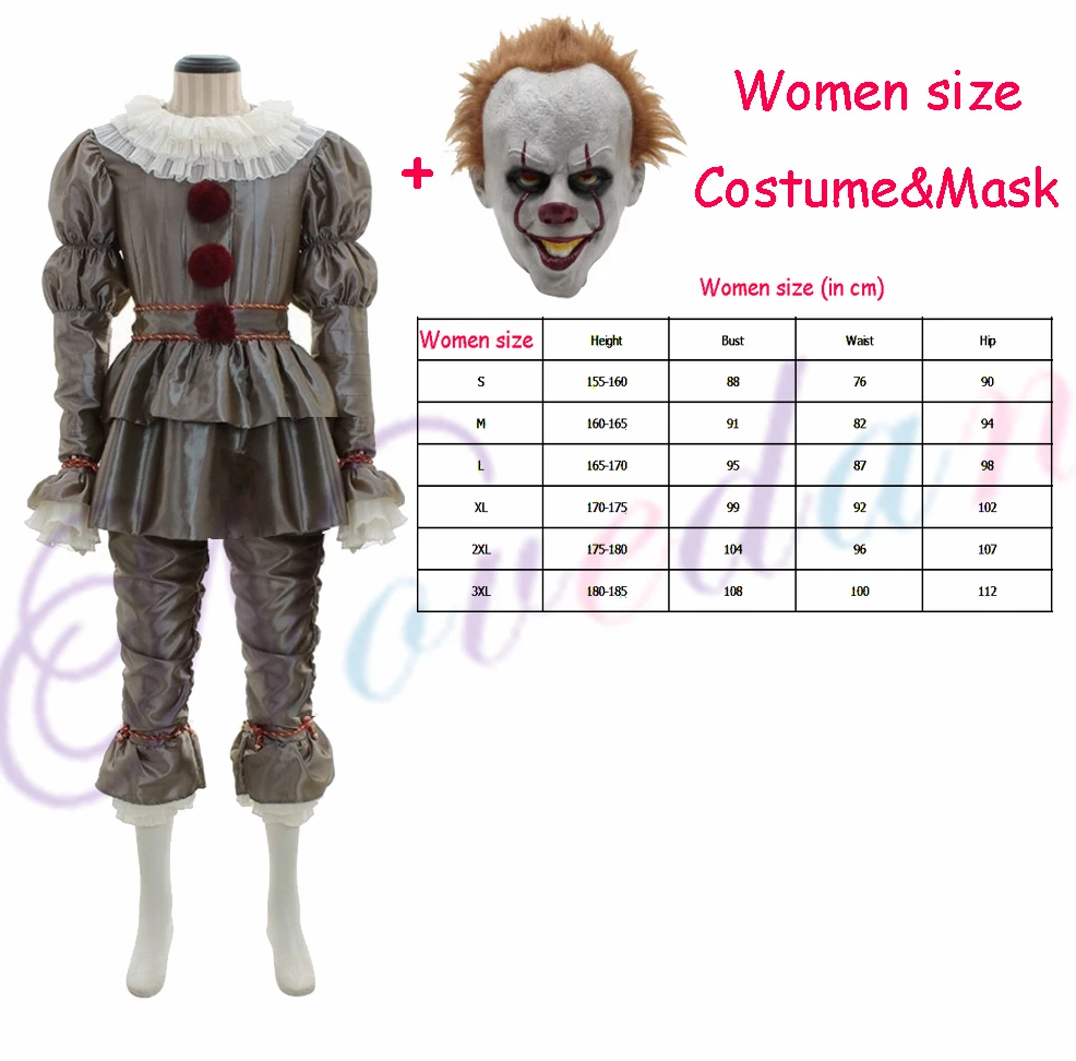 Pennywise костюм клоуна страшный ужас фильм Стивен Кинг это Джокер маска на Хеллоуин для женщин мужчин и взрослых - Цвет: Women Costume Mask