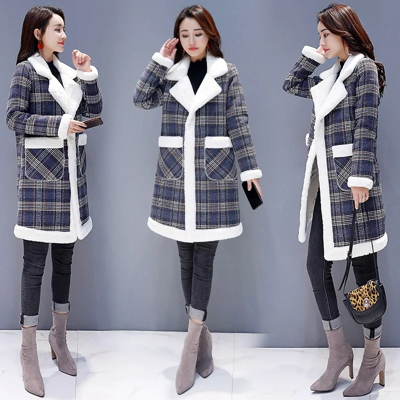 

Lambs Wool Cotton-padded Clothes Women's Mid-length 2019 Winter WOMEN'S Dress New Style Korean-style Loose-Fit BF Warm Thick Cot
