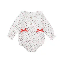 

2022 New Spring Newborns Baby Girls Long Sleeve Bodysuit Cute Cherry Print Cotton Romper for Toddler Girls Birth Outfit Clothes