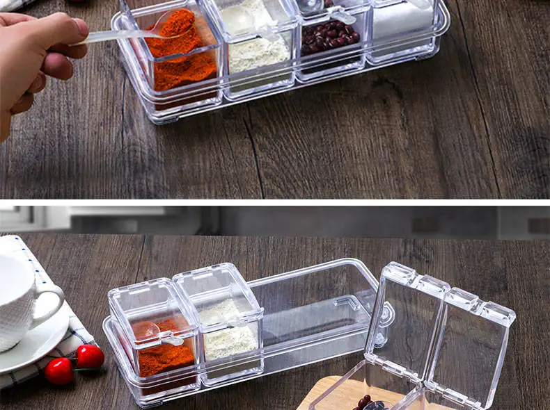 4-в-1 кухонная коробка для приправ солонка для баночек со бытовой набор бутылочек для хранения коробка Кухня Инструменты Контейнер для специй