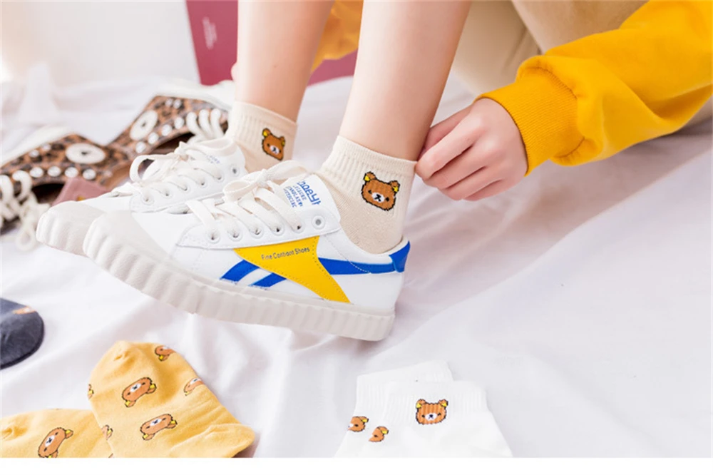 Neue Damenmode Sommer Niedliche Cartoon-Bären-Gesichter Liebliche Tiermotive Atmungsaktive Kurze Knöchelsocken für Mädchen Dropshipping – Detail 6