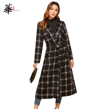 

Women Plaid Wool Coat Winter Autumn Long Coat Female Outerwear Maxi Jacket Women Coats and Jackets Vintage Winter Womans Clothes