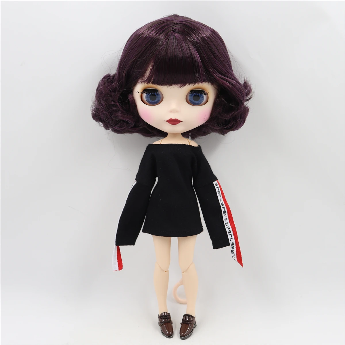 Neo Blythe Doll with Purple Hair, White Skin, Matte Cute Face & Custom Jointed Body 1