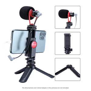 Image 4 - Vlog Setup Compact Camera Microphone W Phone Handle Grip Video Rig Smartphone Mic for iPhone 11 Huawei Canon Nikon DSLR Cameras