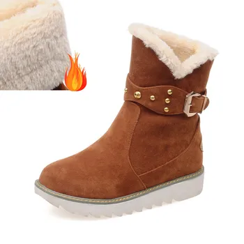 

Russia keep warm snow boots women round toe wool winter boots fashion short low heels platform ankle boots for woman size 34-43