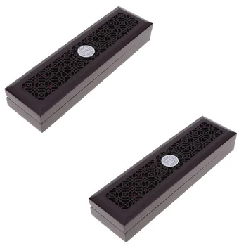 

2pcs Vintage Wooden Trinket Gift Case Rectangle Decorative Necklace Box