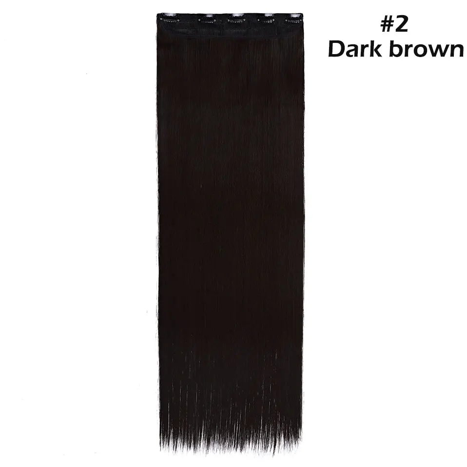 dark brown S-nolilite 42 цвета 2" 24" 2" 30" Длинные прямые 5 клипсов в одной части волос удлиняющие синтетические наращенные волосы шиньон для женщин - Цвет: dark brown