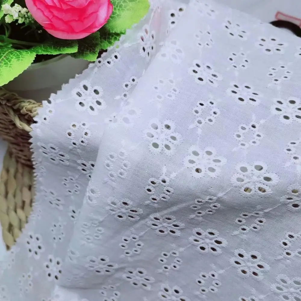

High Quality Cotton Lace Fabric Mesh African Lace Fabric Embroidery Nigeria Fabric For Women Wedding DF08