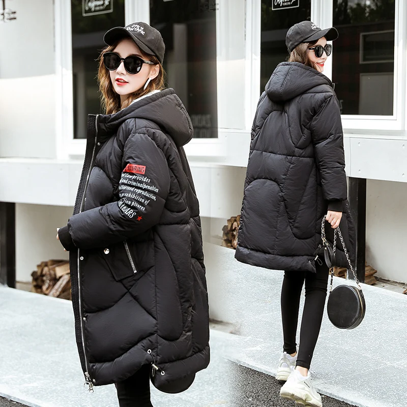 

New 2019 winterJacket Women Plus size Fashion Down long hoodie down Cotton warm Jackets Thick Female Long winter coat women