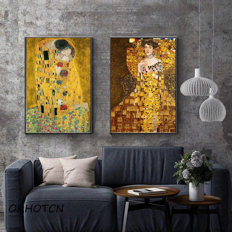 Картина из холста Gustav Klimt в стиле ретро знаменитый постер Современное украшение