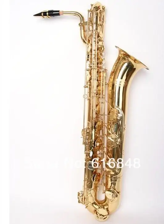 Высококачественный латунный баритон-саксофон золотой лак E плоский баритон Sax Новое поступление музыкальный инструмент с мундштуком