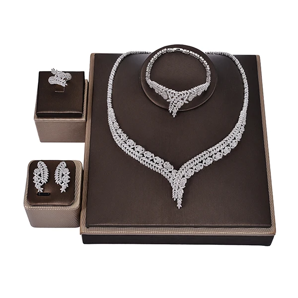 Jewelry Set HADIYANA Fashion Simple Necklace Earrings Ring Bracelet Woman Jewelry Wedding Party Gifts CNY0047 Accessoire Femme 