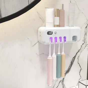 

UV Toothbrush Disinfectant Toothpaste Squeezer Intelligent Cleaning Sterilizer Storage Bathroom Toothpaste Dispenser Holder