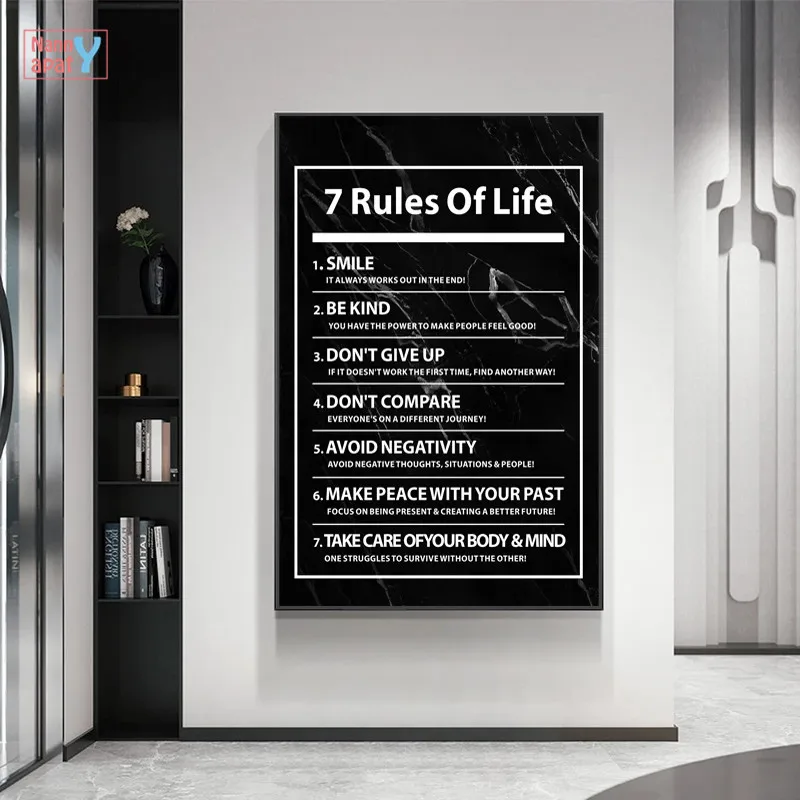 7 Rules of Life Letter Motivational Quote Canvas Poster Inspiration Painting Prints Wall Art Pictures Office Home Decor | Дом и сад