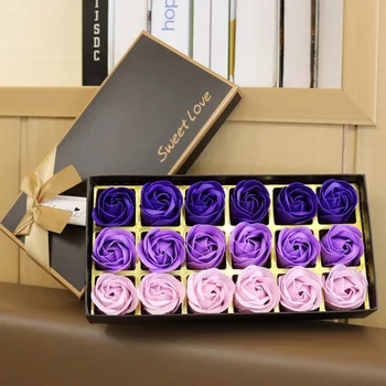 

18 Pcs Set Face For Wedding Bath For Women Valentine's Day Simulation Flower Rose With Gift Box Petal