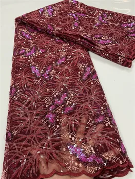 

XIYA African Sequins Lace Fabric Embroidered Nigerian Laces Fabrics 2020 High Quality French Tulle Lace Fabric Sewing QF2969B-2