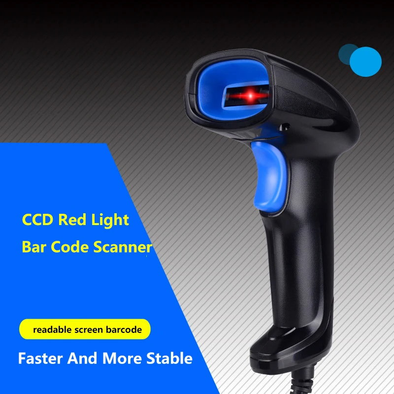 

Portable Scanner Long Distance CCD Red Light 1D Wired Barcode Scanner High-speed Stable Scan Screen Handheld Bar Code Reader