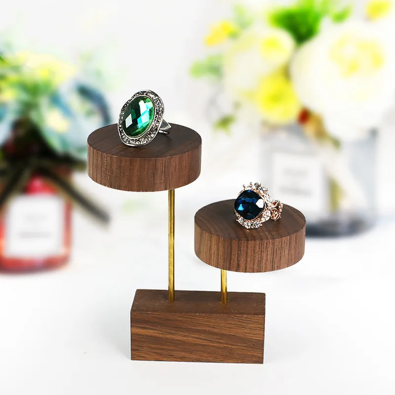 

Solid Wood Black Walnut Rings Earrings Display Holder Jewelry Display Stand Ring Display Showcase