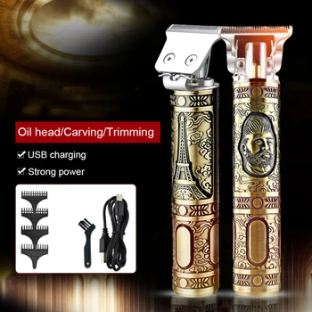 

Professional Men's Hair Trimmer Clipper 0mm Baldheaded Cutter Beard Shaving Precision Finishing Hair Cutting Machine metal New