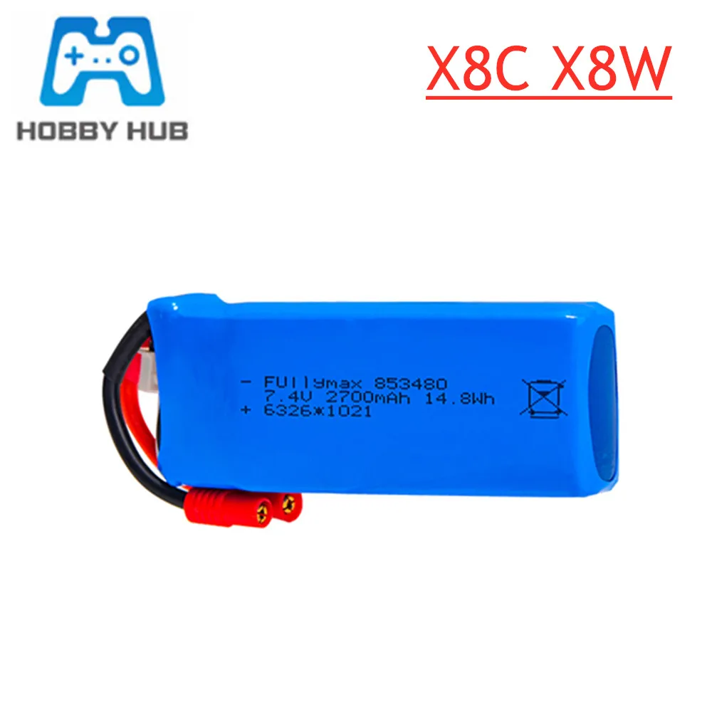 Обновленная батарея Lipo 7 4 В 2700 мАч 25C для Syma X8W x8c X8G X8HC X8HW X8HG HQ899 RC Quadcopter запасные