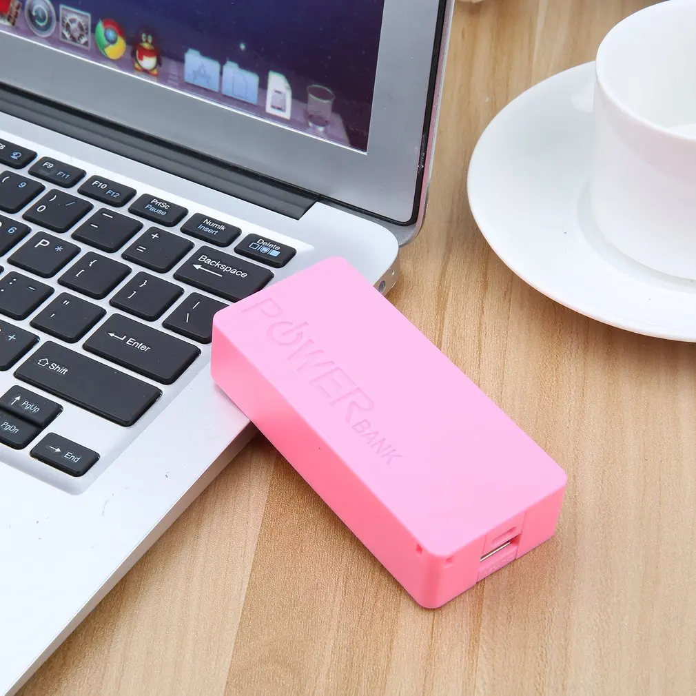 5 colors 5600mAh USB Charging Portable External Backup Battery Charger 2*18650 Battery Power Bank Case kit For CellPhones