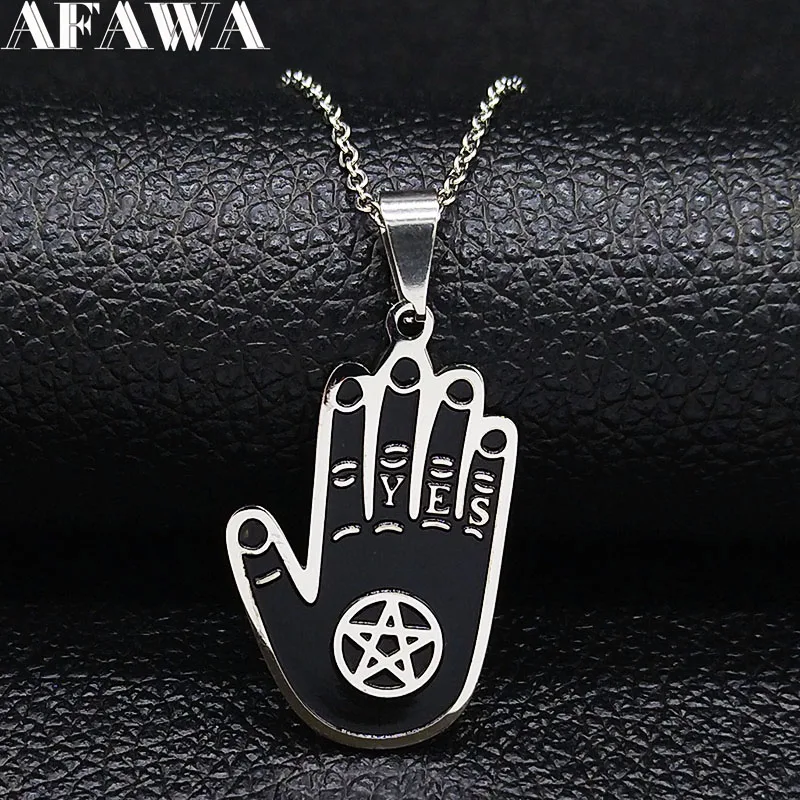 

2019 Hand Hexagram WITCH Stainless Steel Necklace Women/Men Witchcraft Necklace Jewelry acero inoxidable joyeria mujer N19864