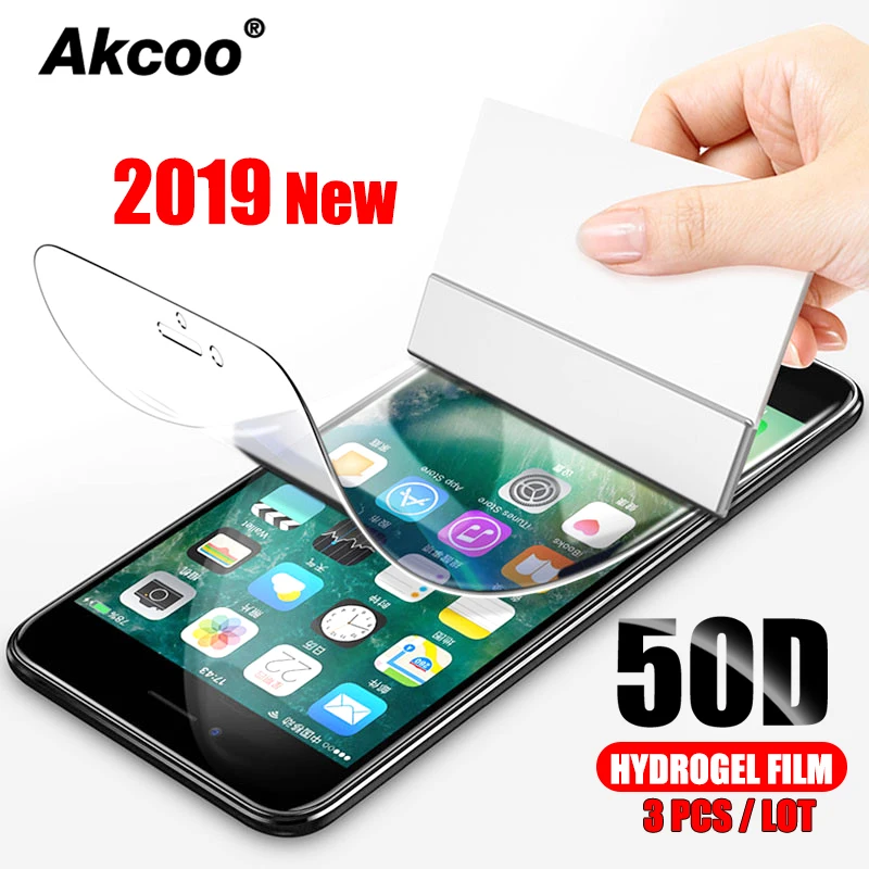 

3 Pcs 50D Akcoo Hydrogel Film for iPhone 11 2019 screen protector for iPhone XS Max XR protective film for iPhone 6s 7 8 Plus