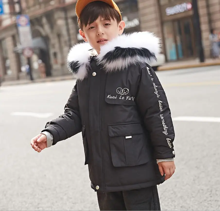 Wholesale Children boy and girls thicken down jackets winter new brand warm white duck down coats kids tops parkas ws1106 - Цвет: black