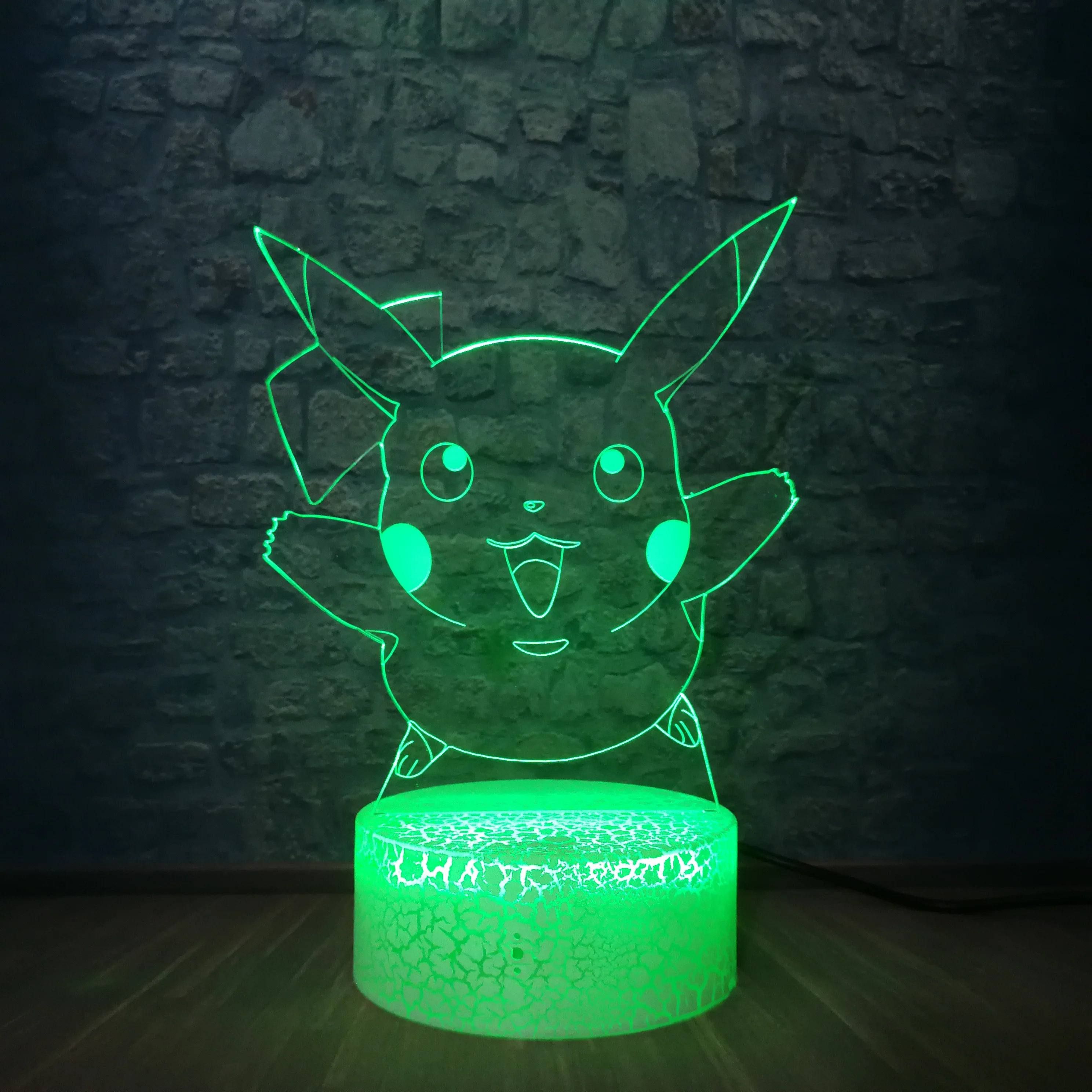 3D лампы Pokemon Pikachu, 7 цветов, светодиодный декоративный светильник на Рождество, s, USB, ночной Светильник для сна, 3AA, настольная лампа на батарейках для детей, Подарочная игрушка
