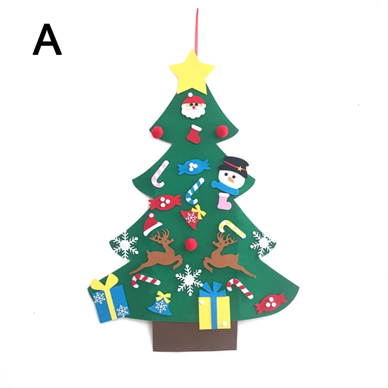 DIY Felt Christmas Tree Children’s Toy New Year Gifts Educational Toys Artificial Tree Wall Hanging Ornaments Puzzles For Kids - Цвет: WJ4052A