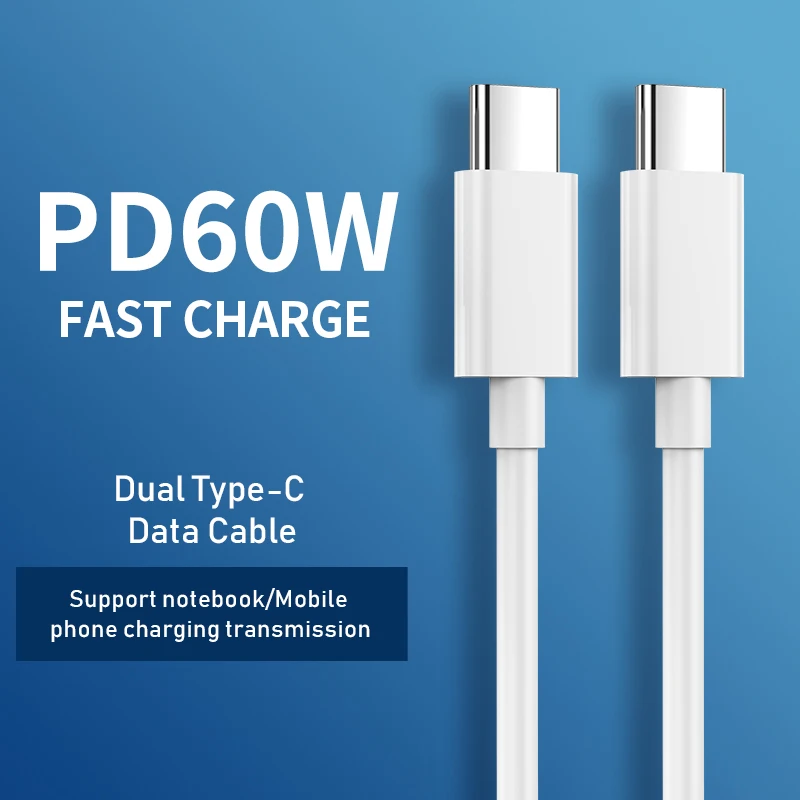 USB C to USB Type C Cable for Xiaomi Redmi Note 8 Pro Quick Charge  PD 60W Fast Charging for MacBook Pro Charge Cable