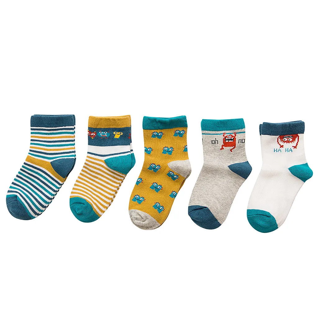 5 пар носков для малышей удобные хлопковые детские носки с героями мультфильмов для новорожденных дикие носки Модные осенне-зимние носки C810