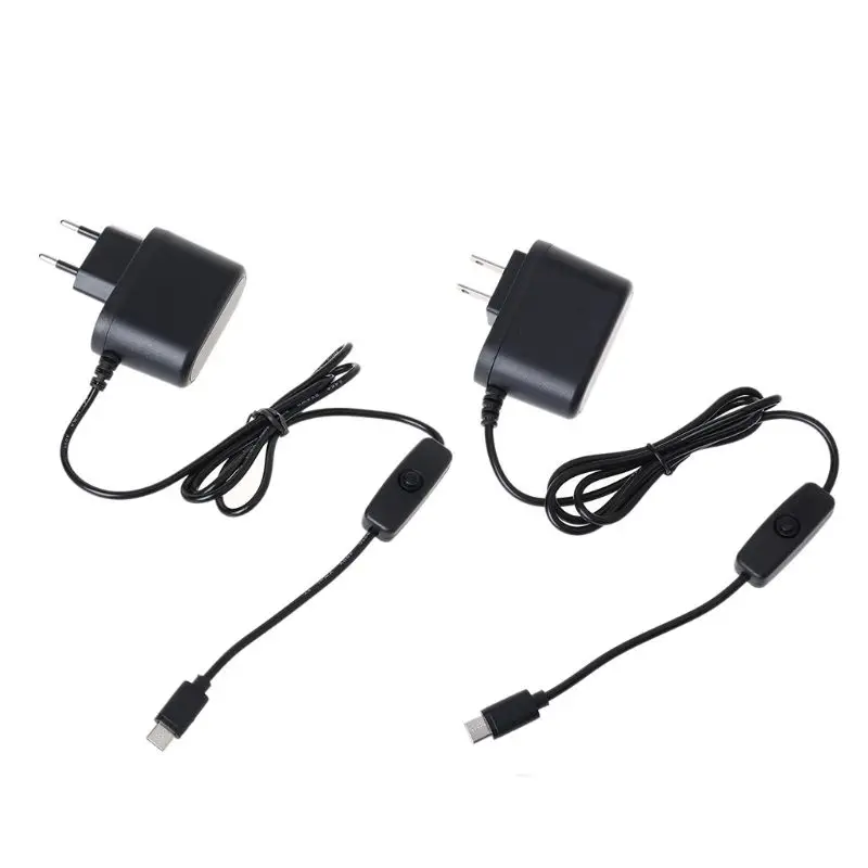 USB C 5V 3A Тип C Мощность адаптер с ON/OFF переключатель для Raspberry Pi 4 Модель B линейный Питание вилка Европа/США