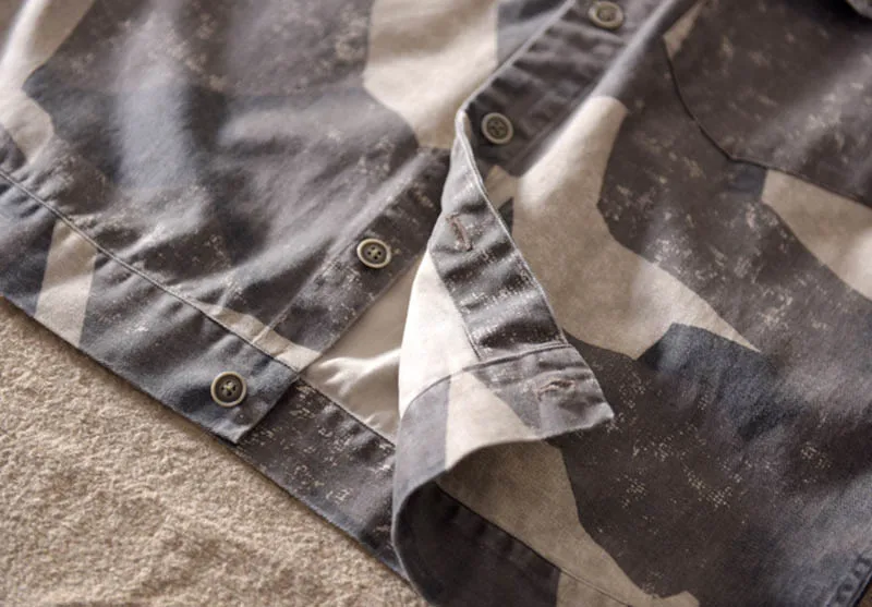 KIOVNO Men Camouflage Casual Denim Shirts Long Sleeves MIlitary Style Jeans Shirts For Male Size M-3XL  (10)